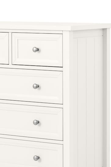 Julian Bowen Surf White Maine 6 Drawer Wide 5 Drawer Chest