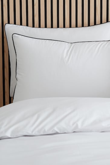 Style Sisters White Pure Cotton Piped Duvet Cover Set