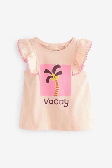 Pink Holiday Palm Tree Vests 4 Pack (3mths-7yrs)