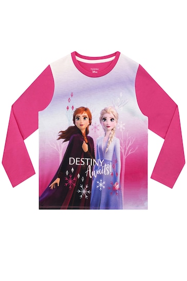 Character Pink Pink Disney Frozen Snowflake Long Sleeved Girls Pyjama Set