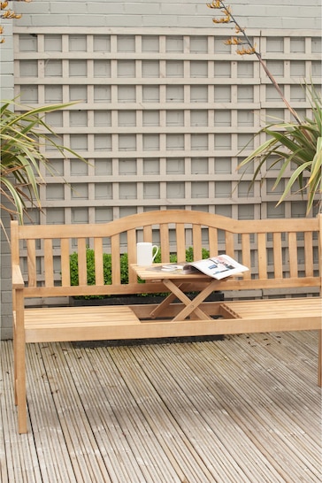 Pacific Brown Richmond Light Teak Acacia Wood Bench With Pop Up Table