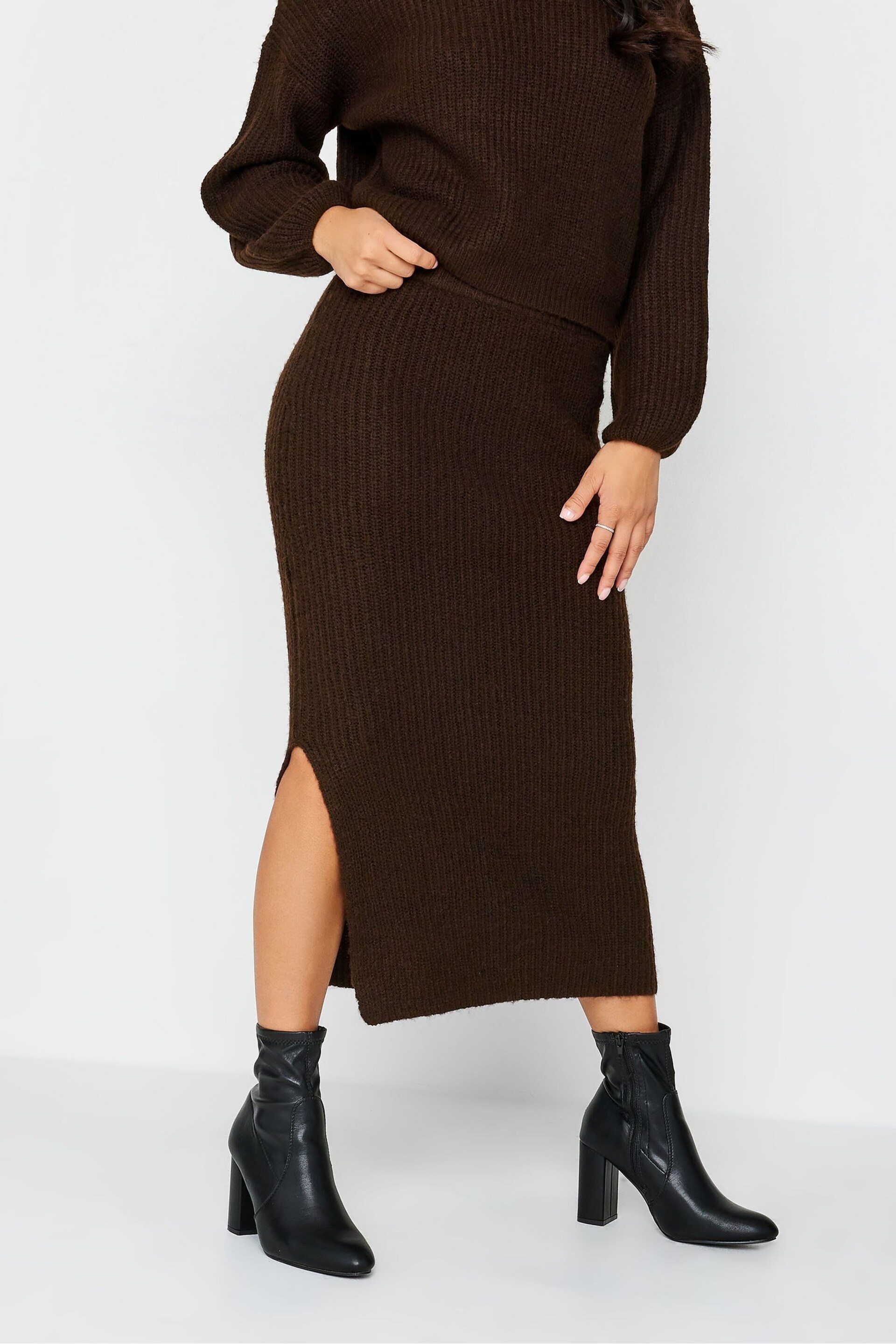 PixieGirl Petite Brown Midi Knitted Skirt - Image 2 of 5