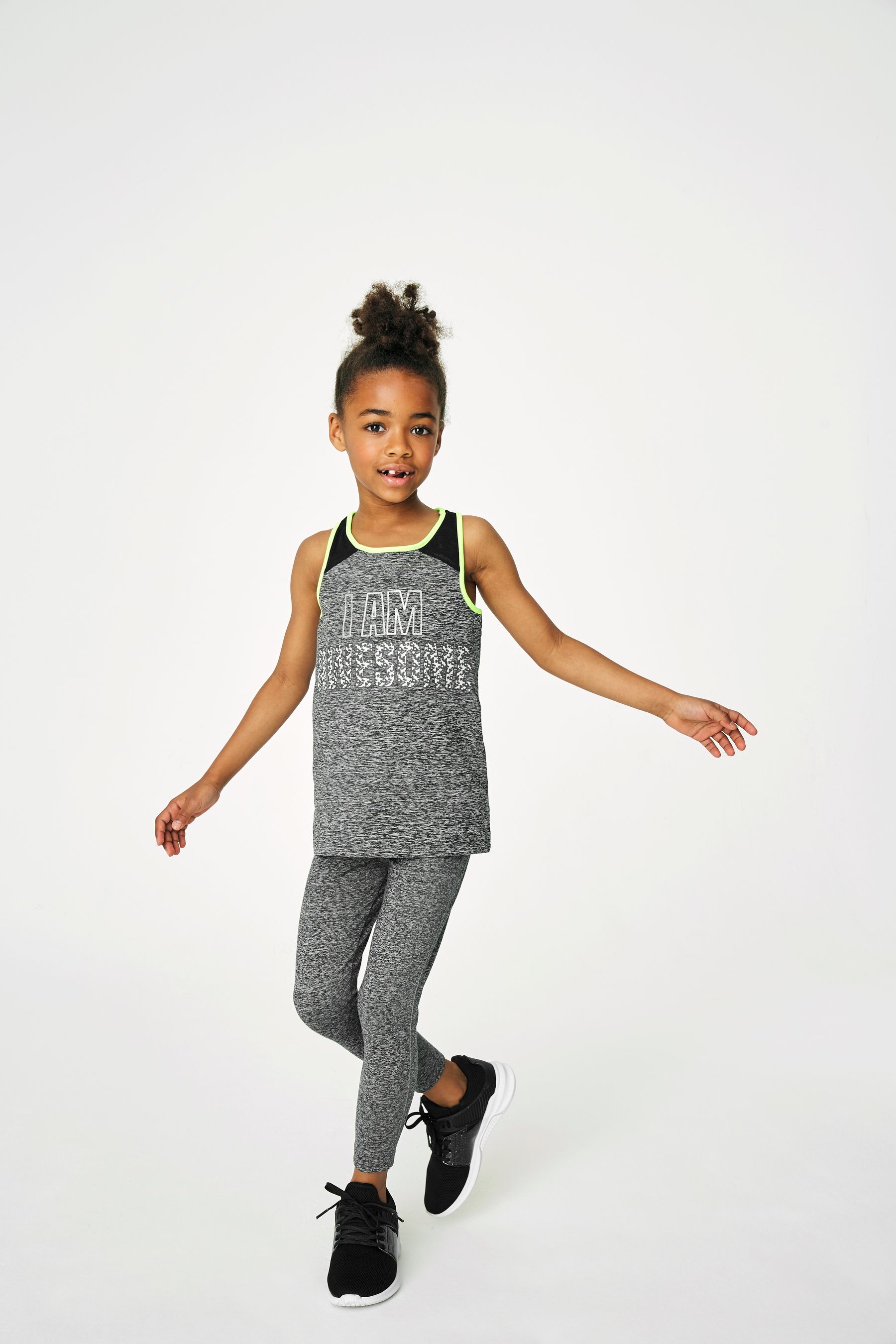 Grey marl gym leggings top