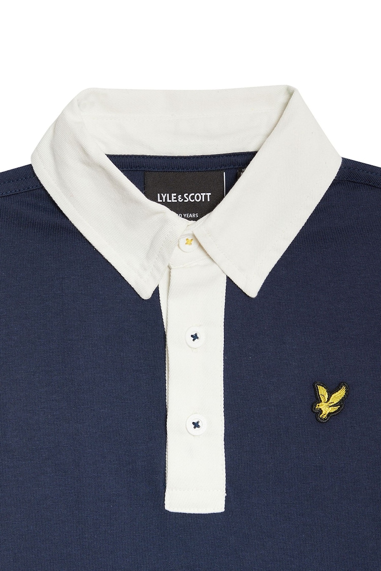 Lyle & Scott Navy Blue Boys Contrast Rugby Shirt - Image 3 of 3