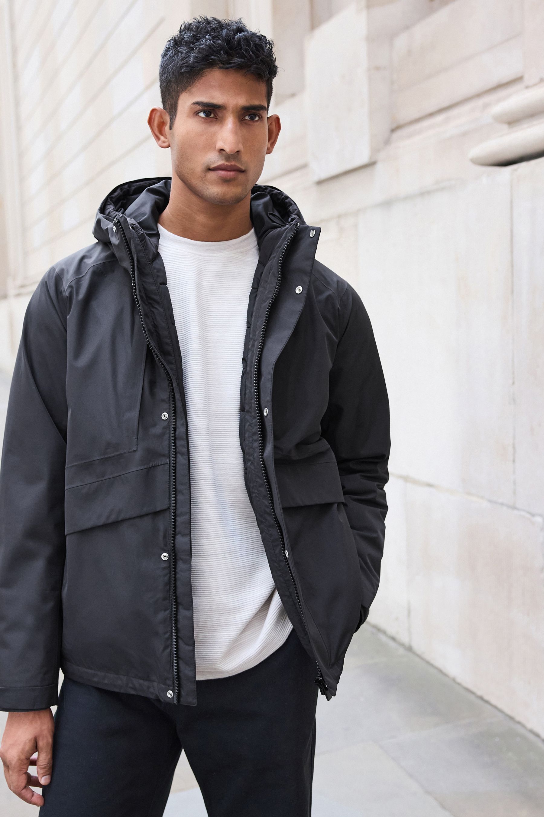 Buy Black Signature Short 3 in 1 Waterproof Jacket from the Next UK online shop
