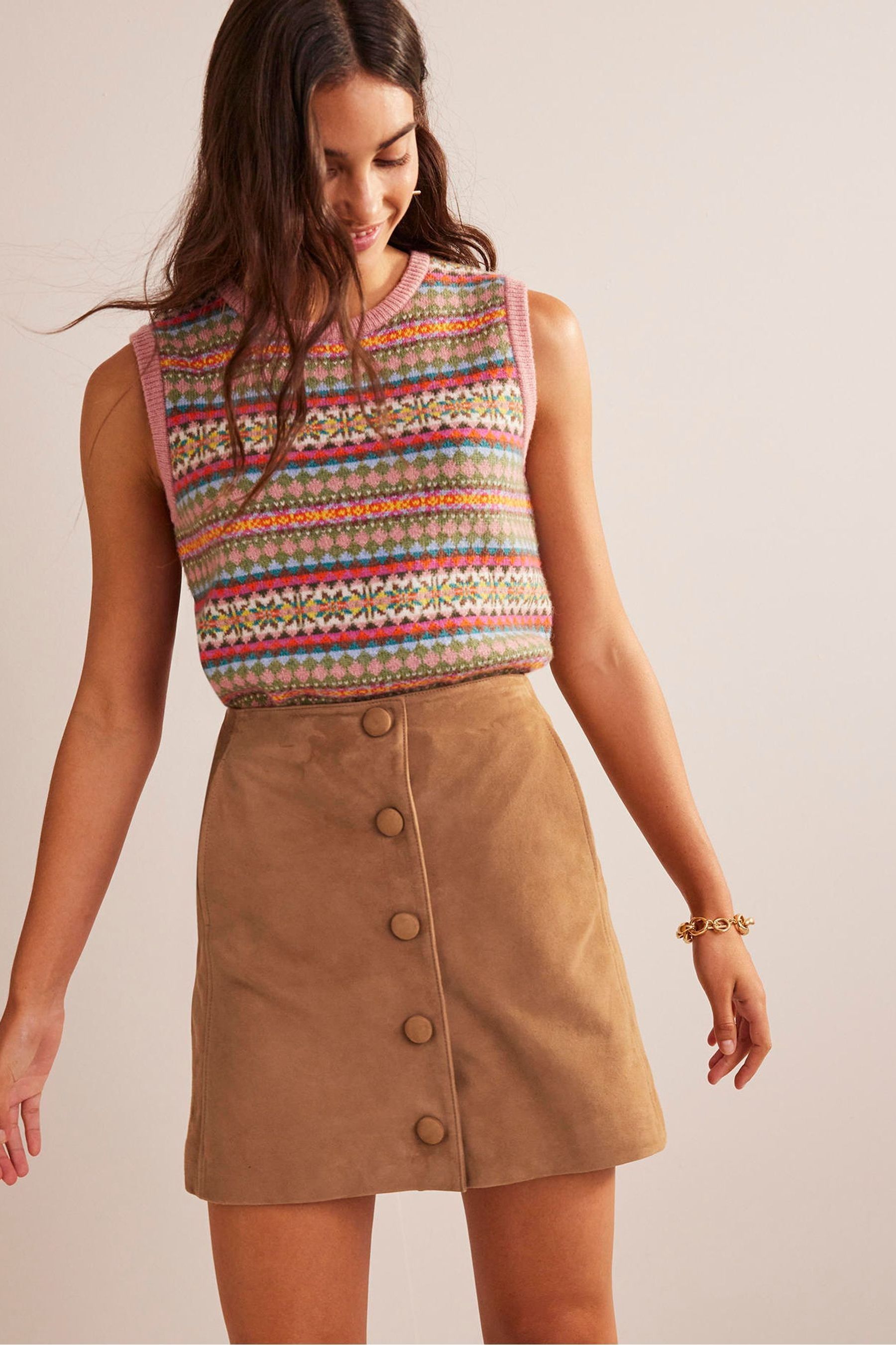 Buy Boden Brown Suede A line Mini Skirt from Next Ireland