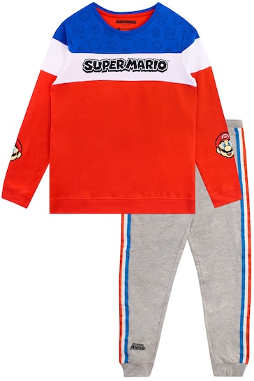 Character Orange/ Grey Super Mario Long Sleeve Sweatshirt and Joggers Set
