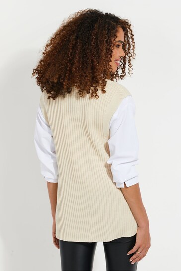 Threadbare Cream Cable Detail Knitted Vest