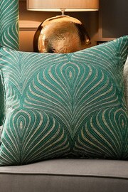 Riva Paoletti Emerald Gatsby Jacquard Eyelet Cushion - Image 1 of 5