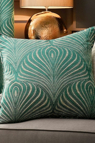 Riva Paoletti Emerald Gatsby Jacquard Eyelet Cushion