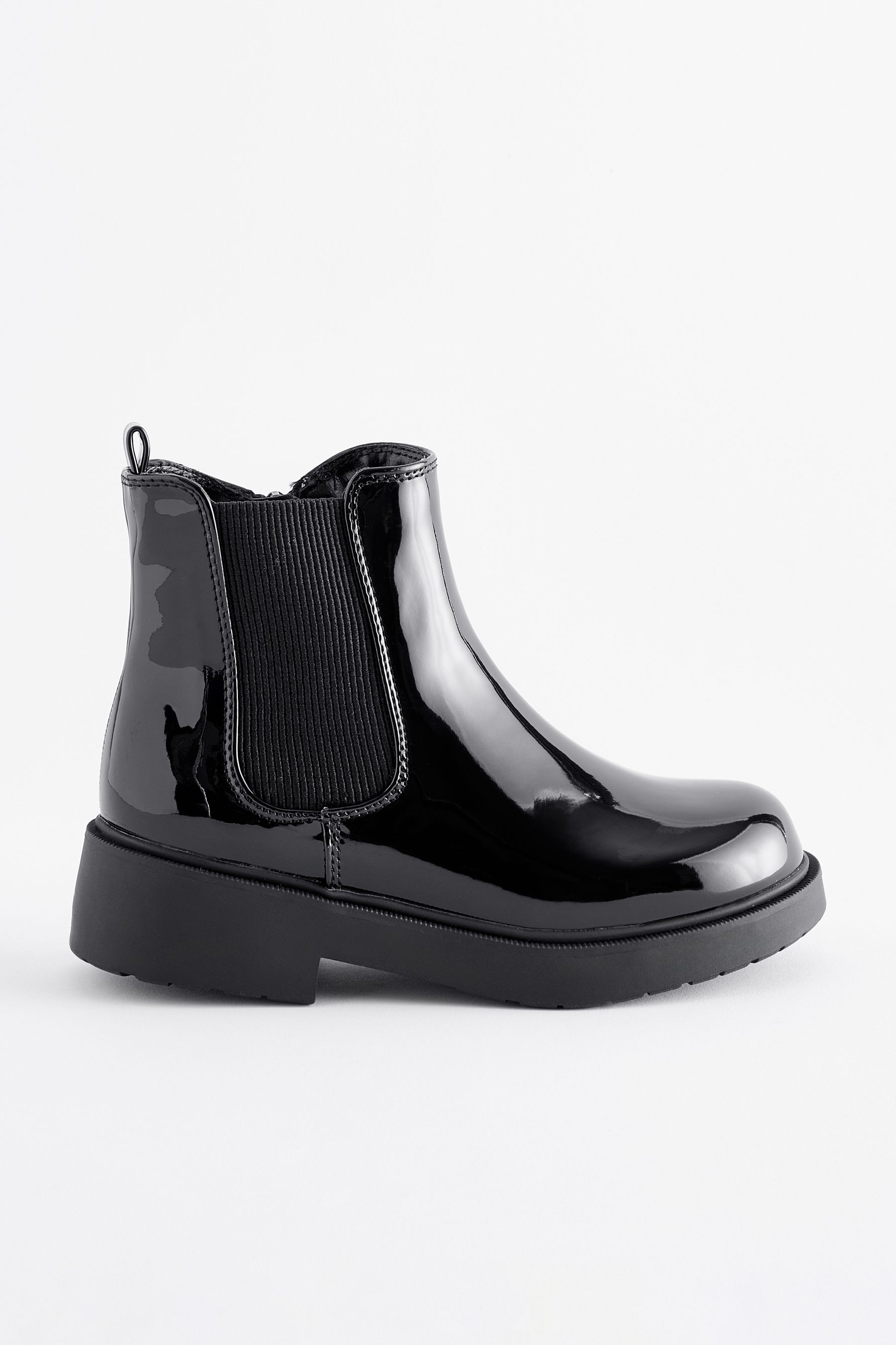 Black Patent Wide Fit G Chunky Chelsea Boots