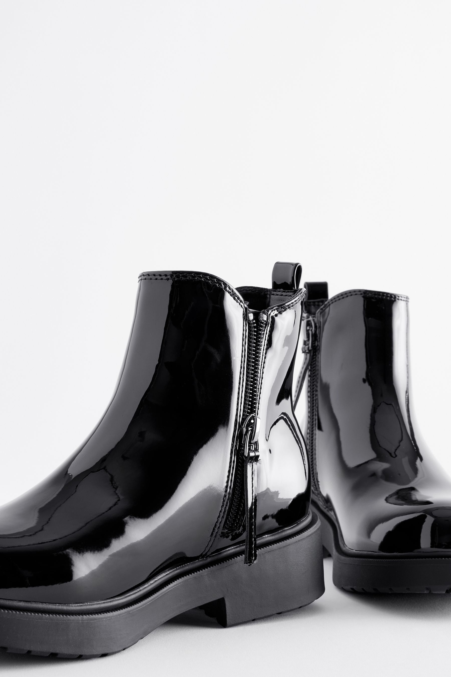 Buy Black Patent Wide Fit G Chunky Chelsea Ankle Boots from Next Luxembourg