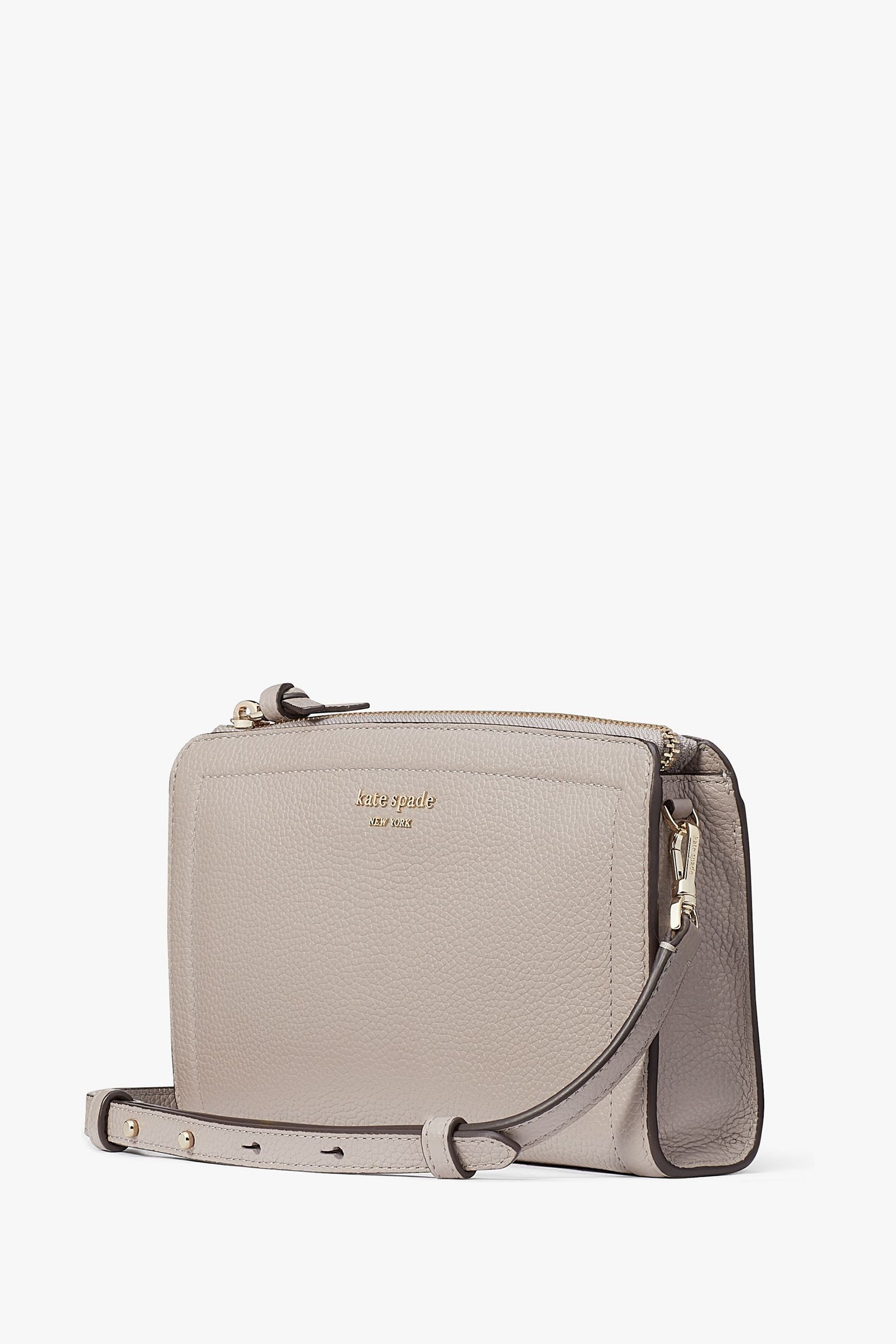 kate spade new york Small Grey Knott Pebbled Leather Cross Body Bag