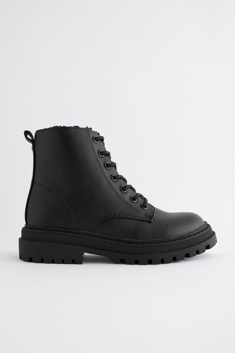 Matt Black Wide Fit (G) Warm Lined Lace-Up Boots - Image 2 of 6