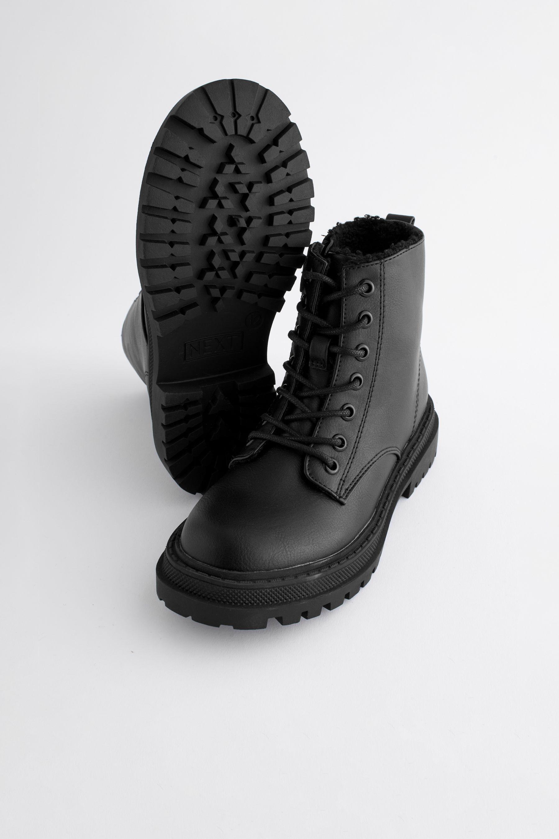 Buy Matt Black Wide Fit G Warm Lined Lace Up Ankle Boots from the Next UK online shop