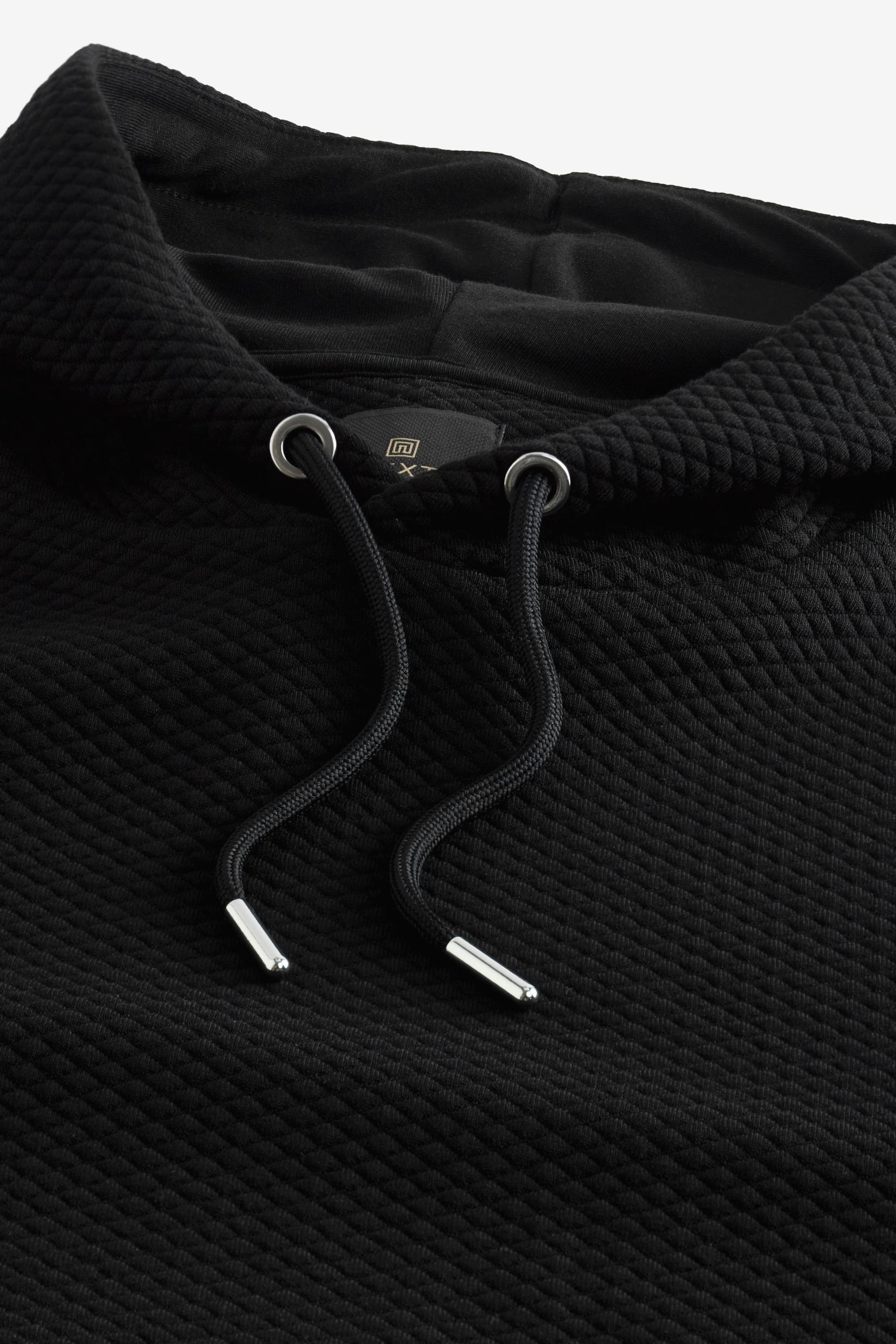 Black Hooded Premium Textured Overhead Hoodie - Image 10 of 11