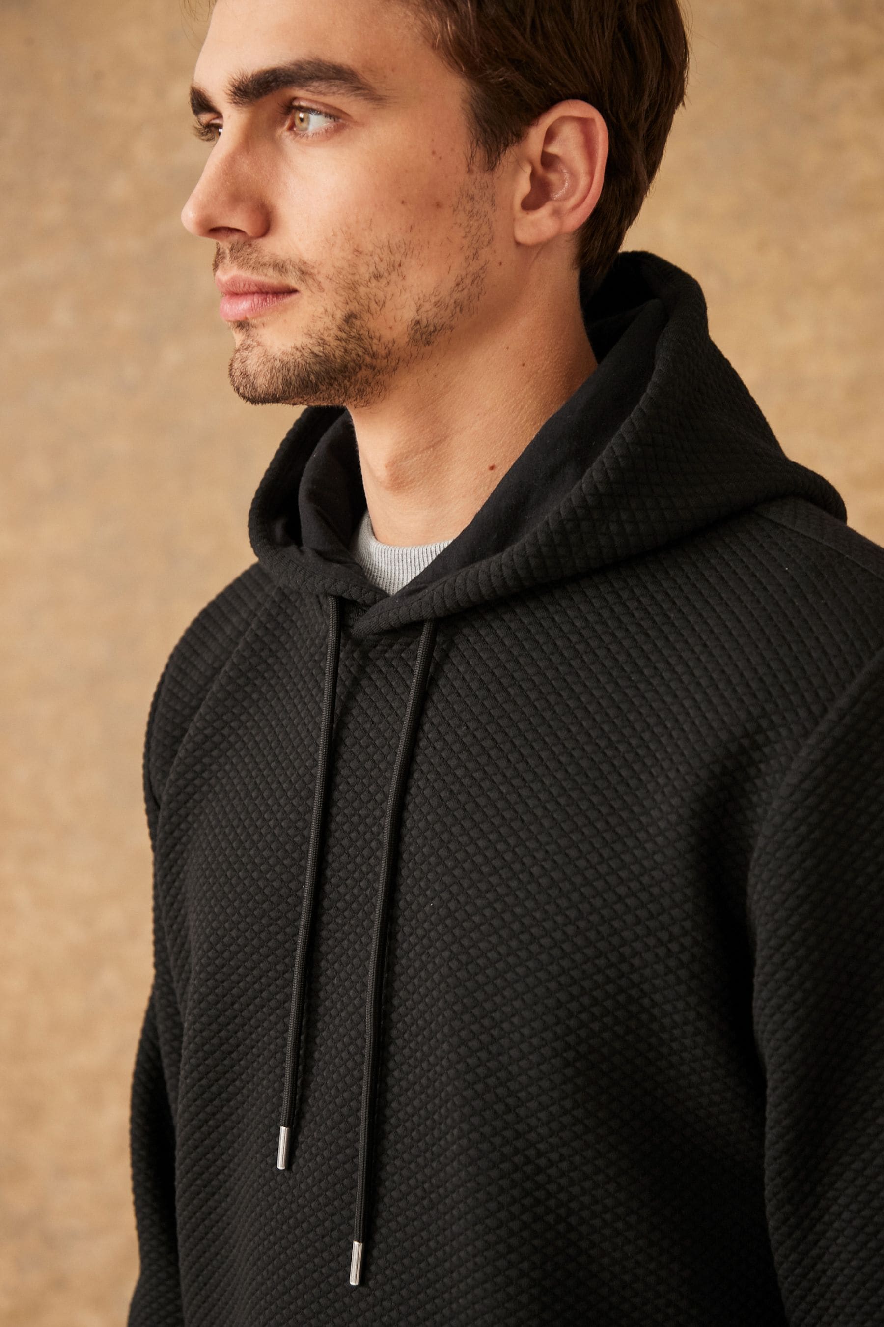 Buy Black Hoodie Premium Textured Overhead Hoodie from the Next UK
