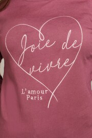 Rose Pink Satin Heart Stitch Graphic Slogan Sweatshirt - Image 5 of 6