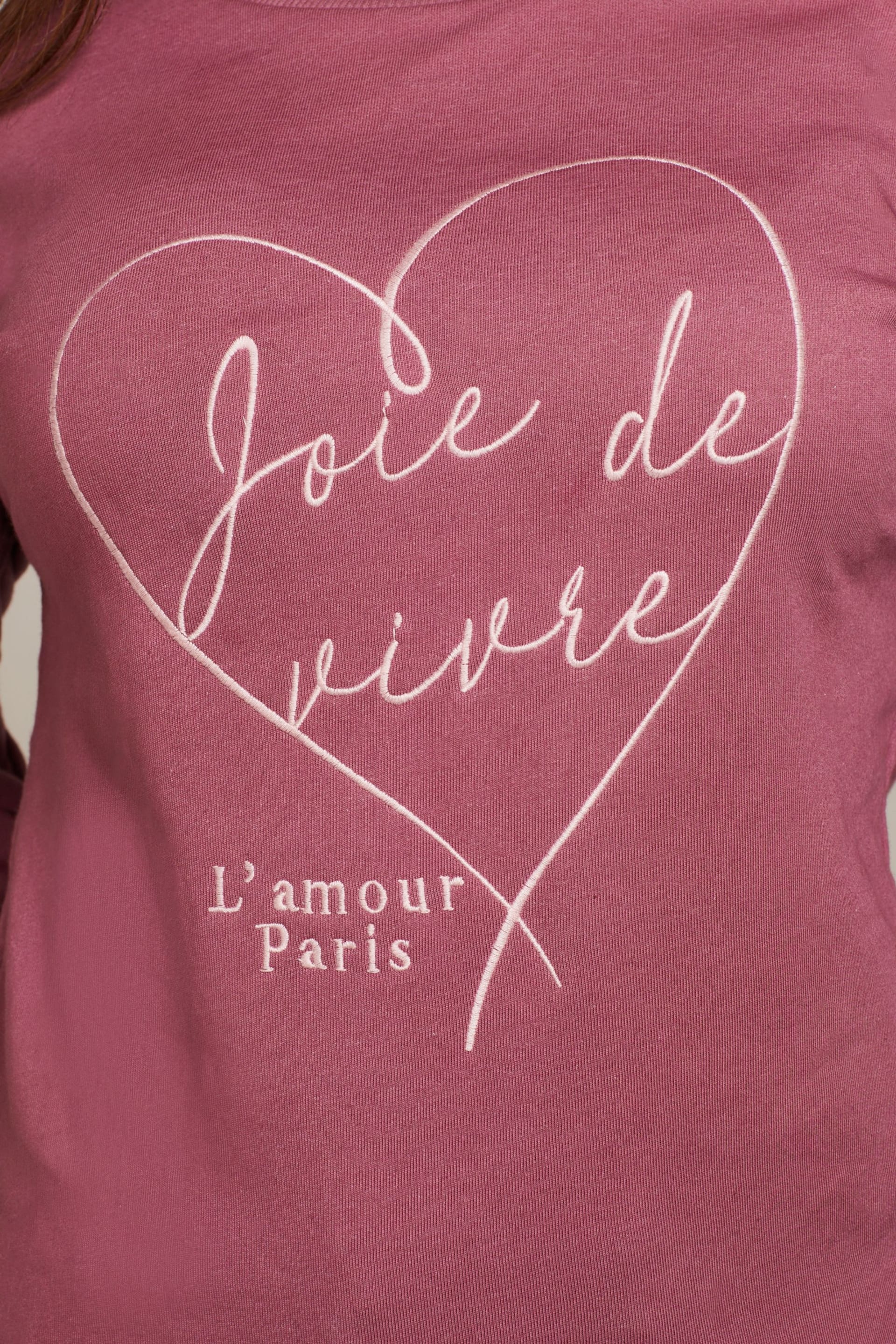 Rose Pink Satin Heart Stitch Graphic Slogan Sweatshirt - Image 5 of 6