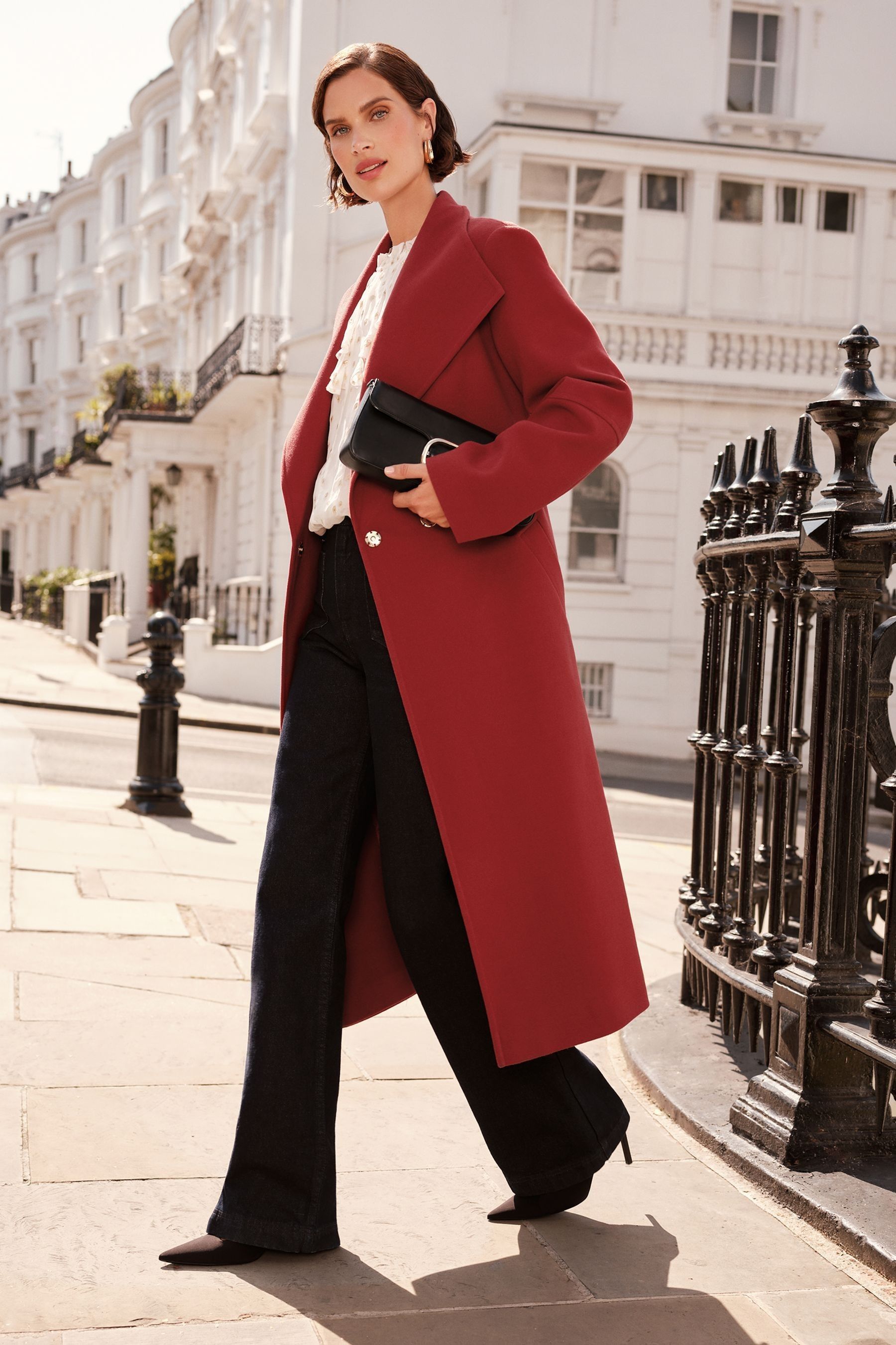 Red shawl collar coat hot sale