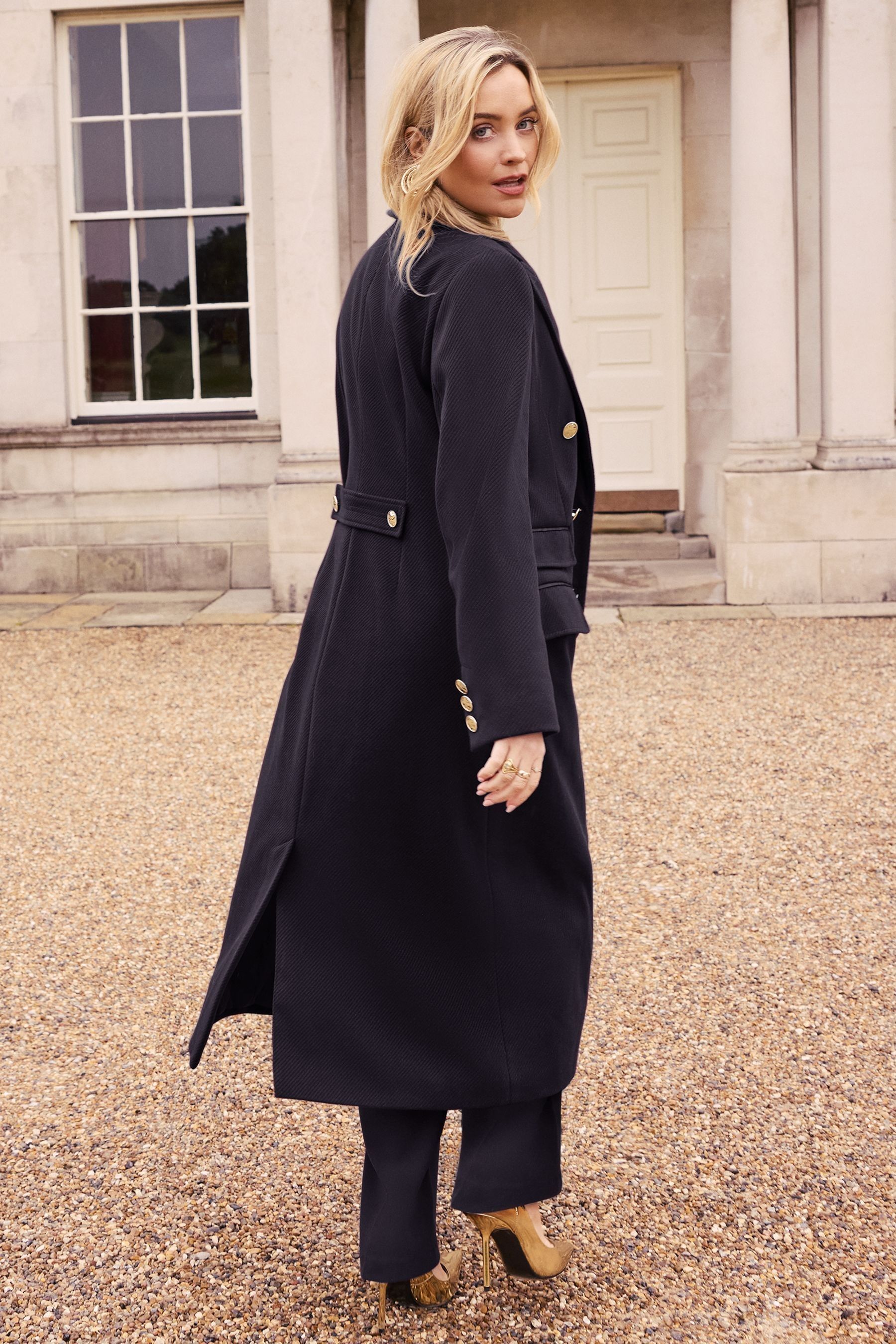 Buy Love Roses Navy Blue Double Breasted Hourglass Longline Coat from Next United Arab Emirates