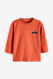 Orange Car 100% Cotton Long Sleeve Semi Plain T-Shirt (3mths-7yrs) - Image 1 of 3