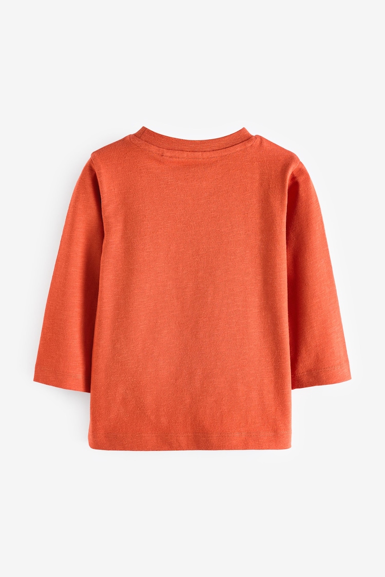 Orange Car 100% Cotton Long Sleeve Semi Plain T-Shirt (3mths-7yrs) - Image 2 of 3