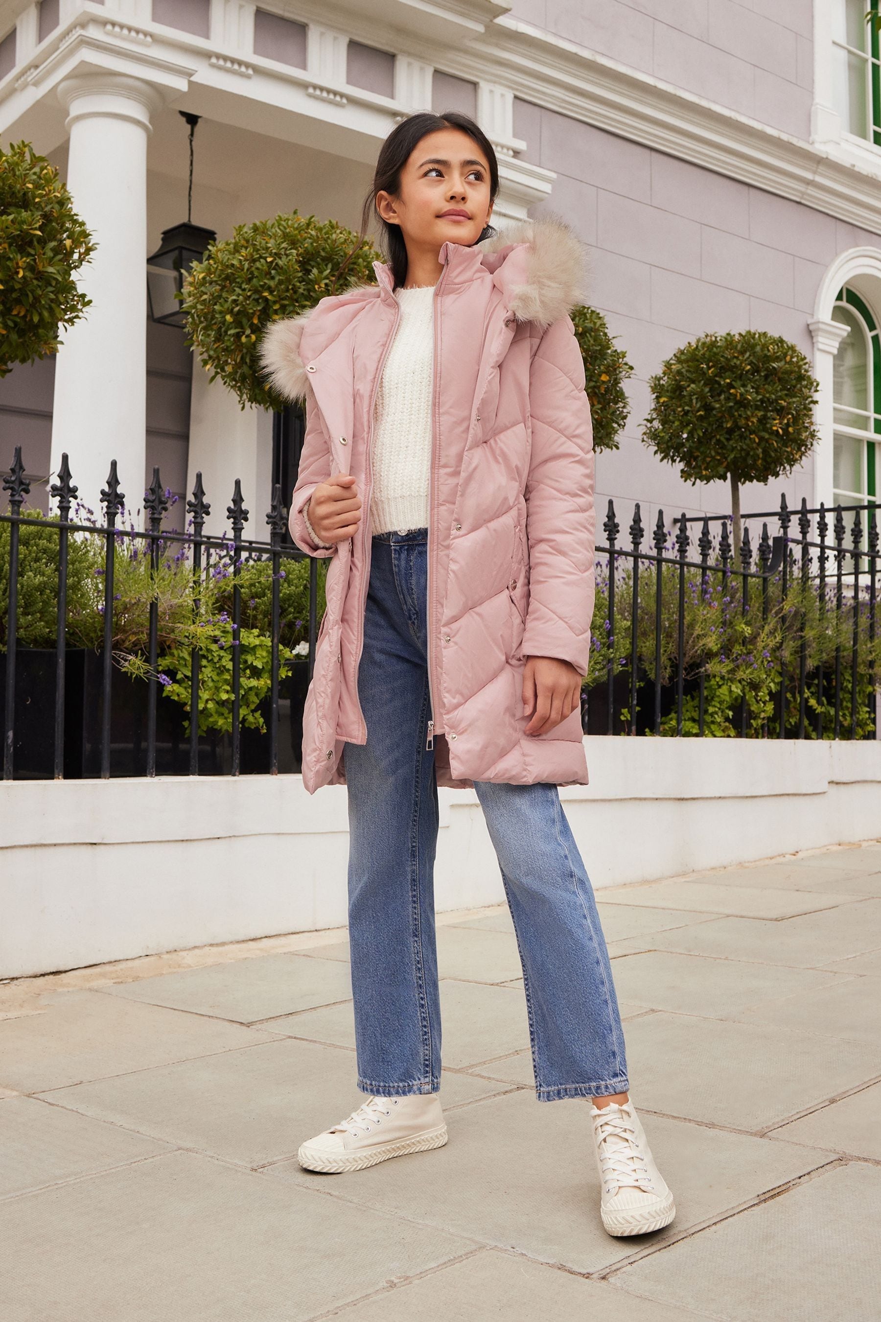 Buy Lipsy Pink Shower Resistant Longline Belted Padded Coat 5 16yrs from the Next UK online shop