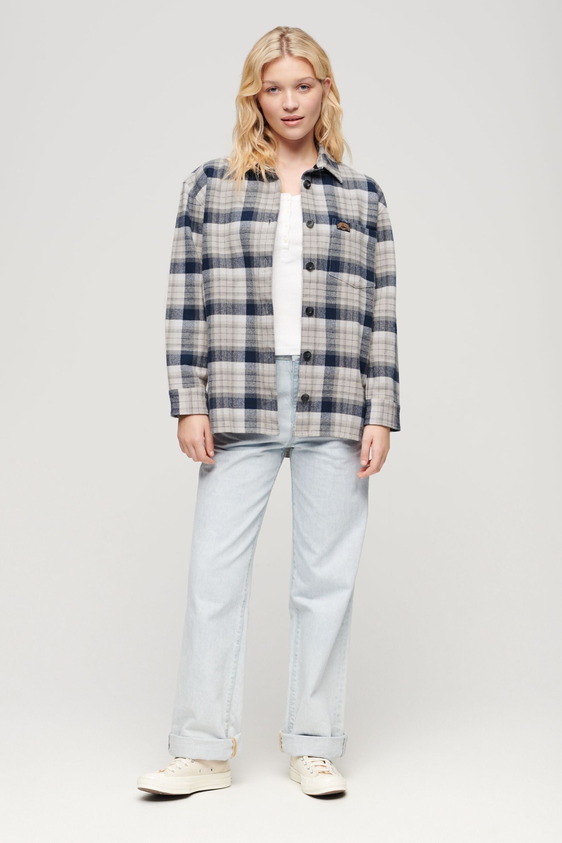 SUPERDRY Blue Check Flannel Overshirt - Image 2 of 3