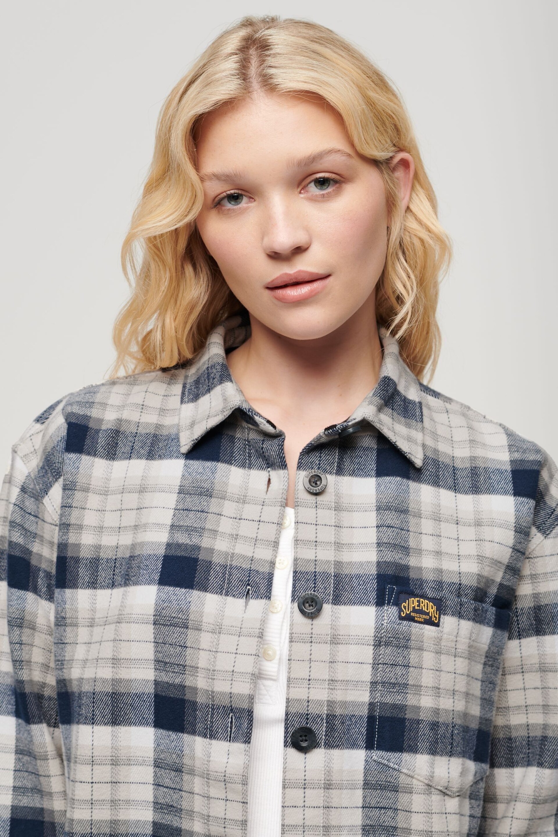 SUPERDRY Blue Check Flannel Overshirt - Image 3 of 3