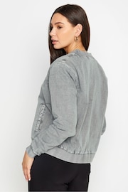 Long Tall Sally Grey Acid Wash Bomber Jacket - Image 3 of 4