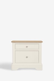 Chalk White Hampton Country Collection Luxe Painted Oak 2 Drawer Wide Bedside Table - Image 2 of 8