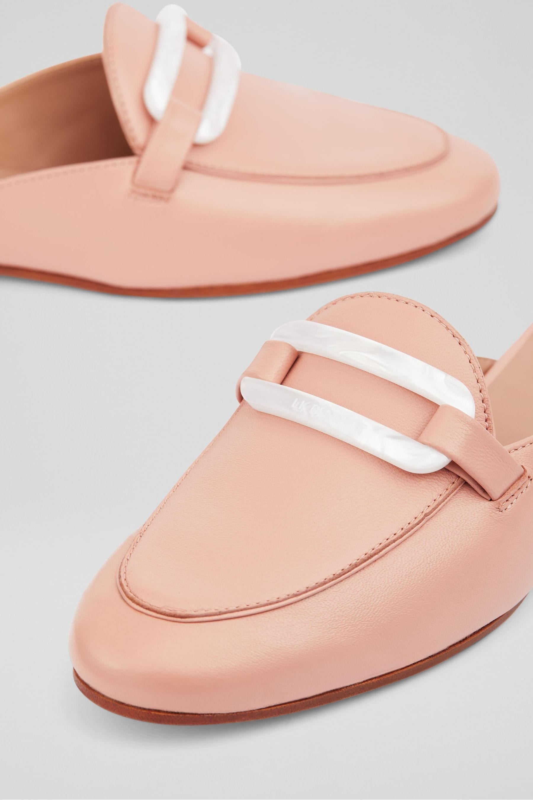 LK Bennett Pink Evelyn Leather Backless Loafers