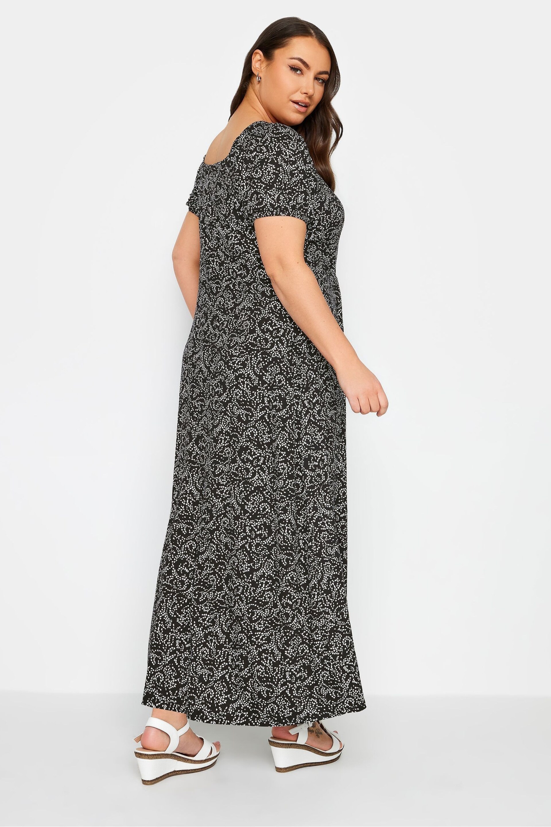 Yours Curve Black Floral Maxi Wrap Dress - Image 2 of 4
