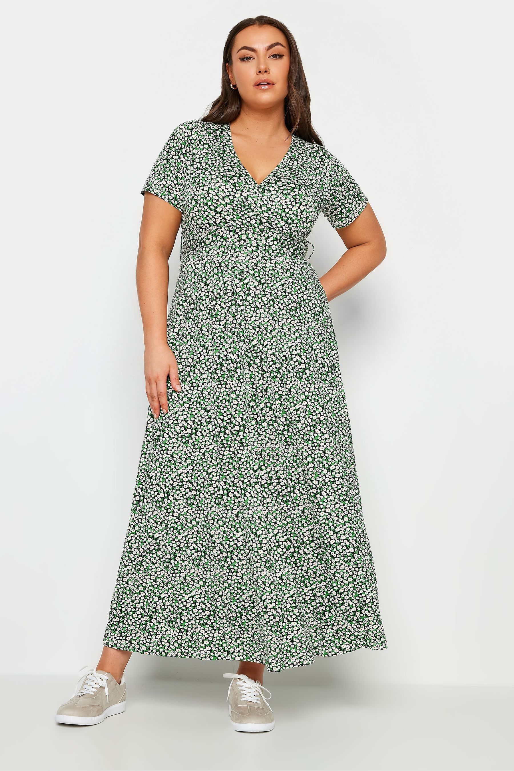 Buy Yours Curve Green Floral Maxi Wrap Dress from Next Ireland