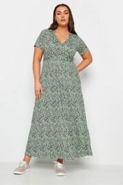 Yours Curve Green Floral Maxi Wrap Dress - Image 1 of 4