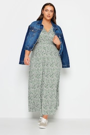 Yours Curve Green Floral Maxi Wrap Dress - Image 3 of 4