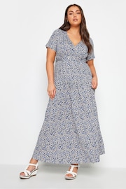 Yours Curve Blue Floral Maxi Wrap Dress - Image 3 of 4