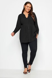 Yours Curve Black Embellished Henley Shirt - Image 3 of 4