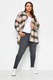 Yours Curve Pink Boyfriend Check Shirt - Image 2 of 4