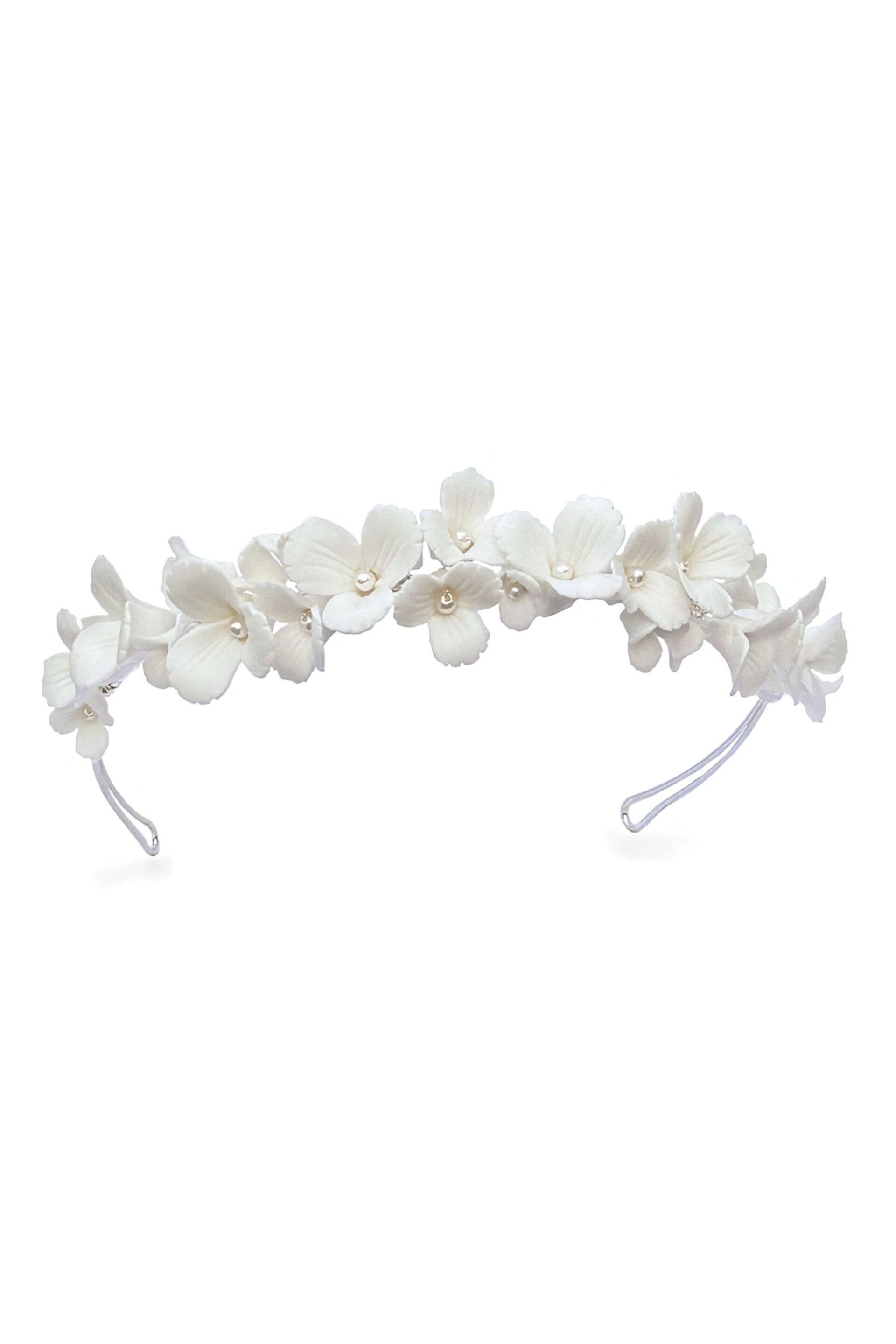Ivory & Co Silver Wildflower Dainty Ceramic Floral Tiara - Image 1 of 5