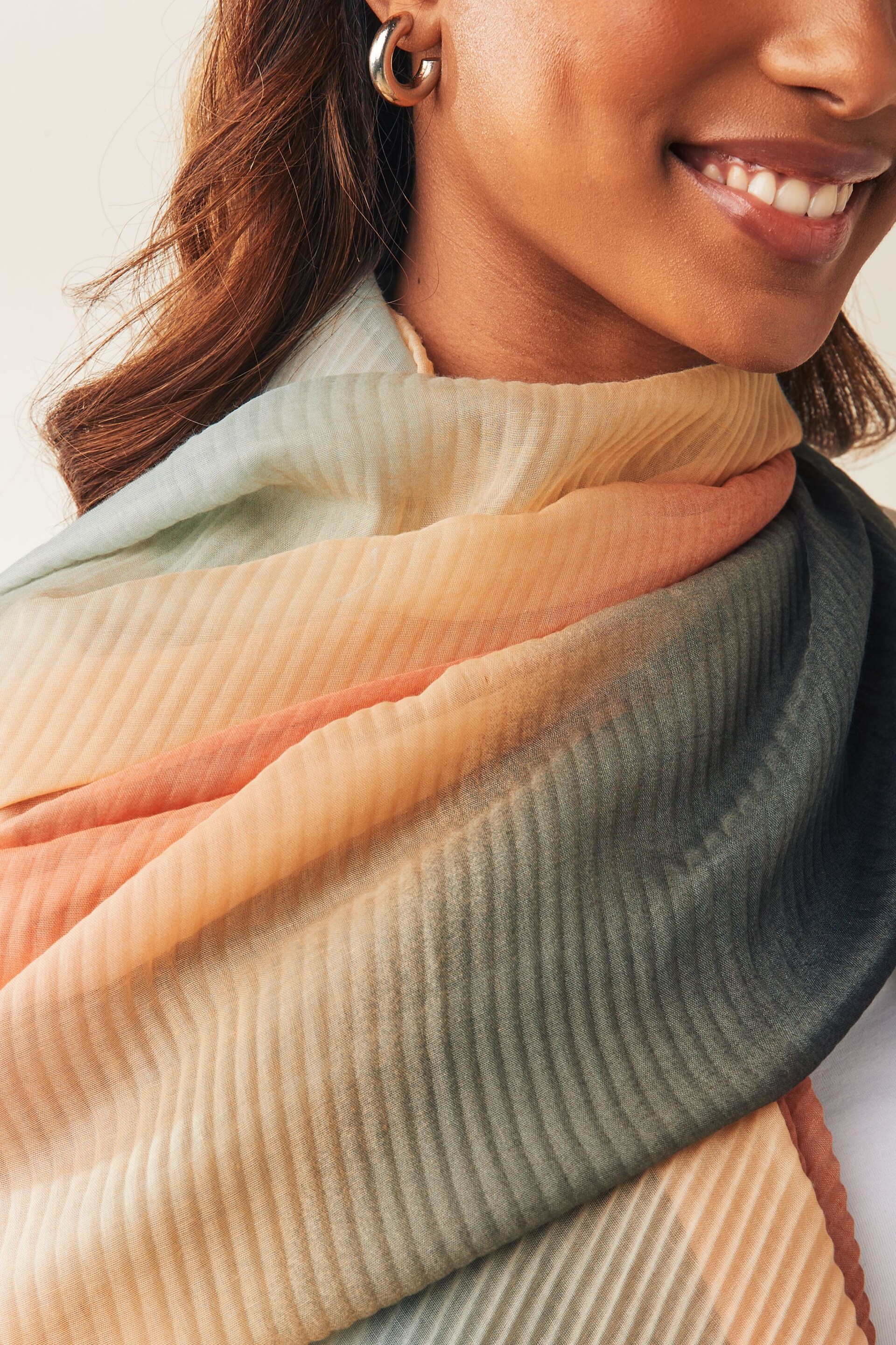 Nude Ombre Plisse Lightweight Scarf - Image 2 of 5