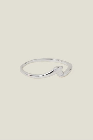 Accessorize Sterling Silver Plated Molten Wave Ring