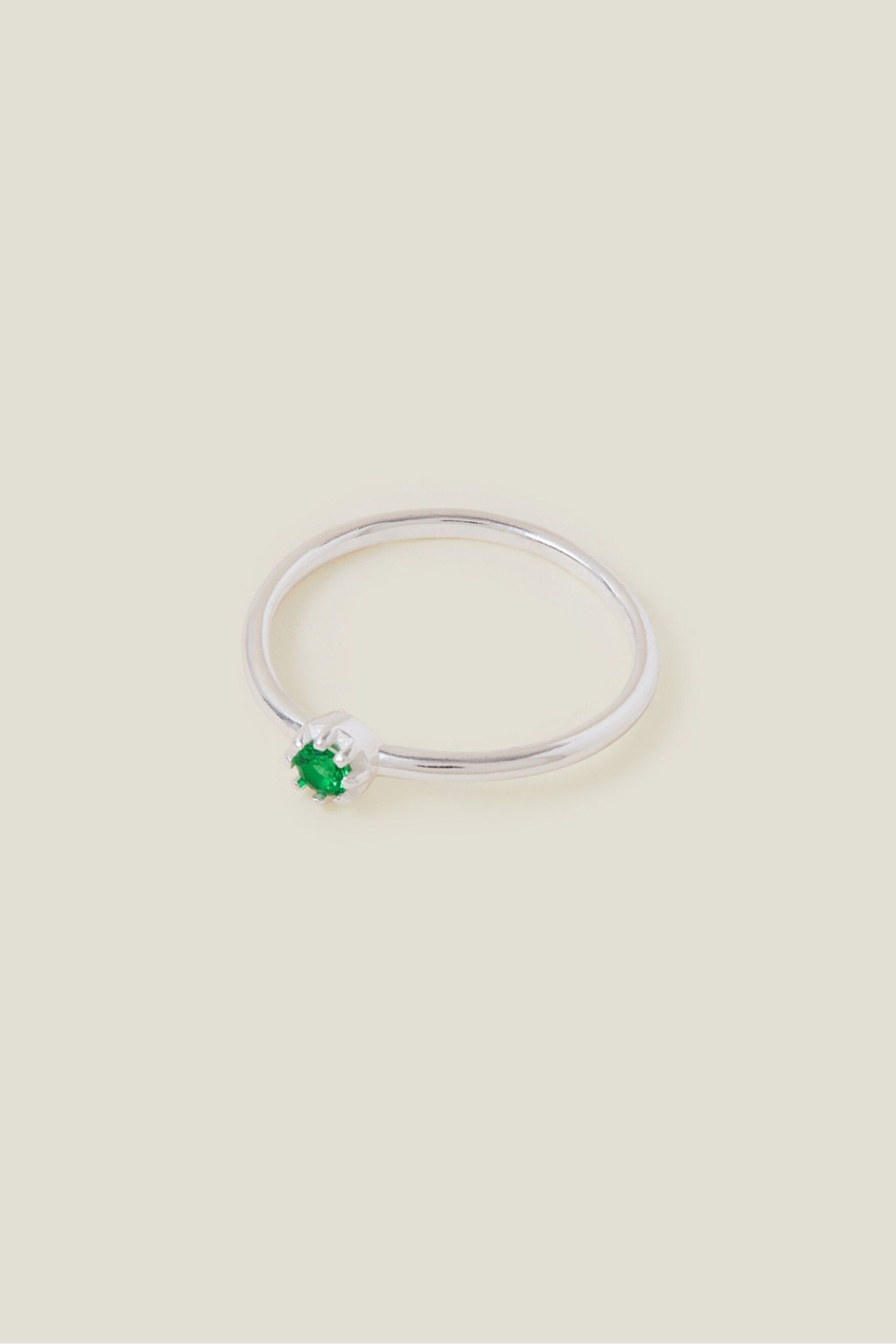 Accessorize Green Sterling Silver-Plated Sparkle Ring - Image 1 of 3