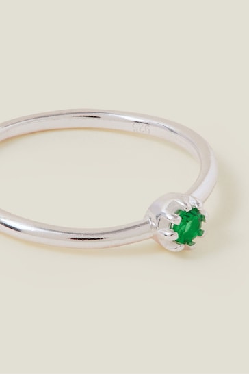 Accessorize Green Sterling Silver-Plated Sparkle Ring