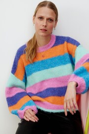Oliver Bonas Pink Fluffy Rainbow Knitted Jumper - Image 3 of 8