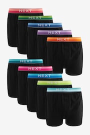 Black Bright Rainbow Waistband 10 pack Boxers - Image 1 of 13