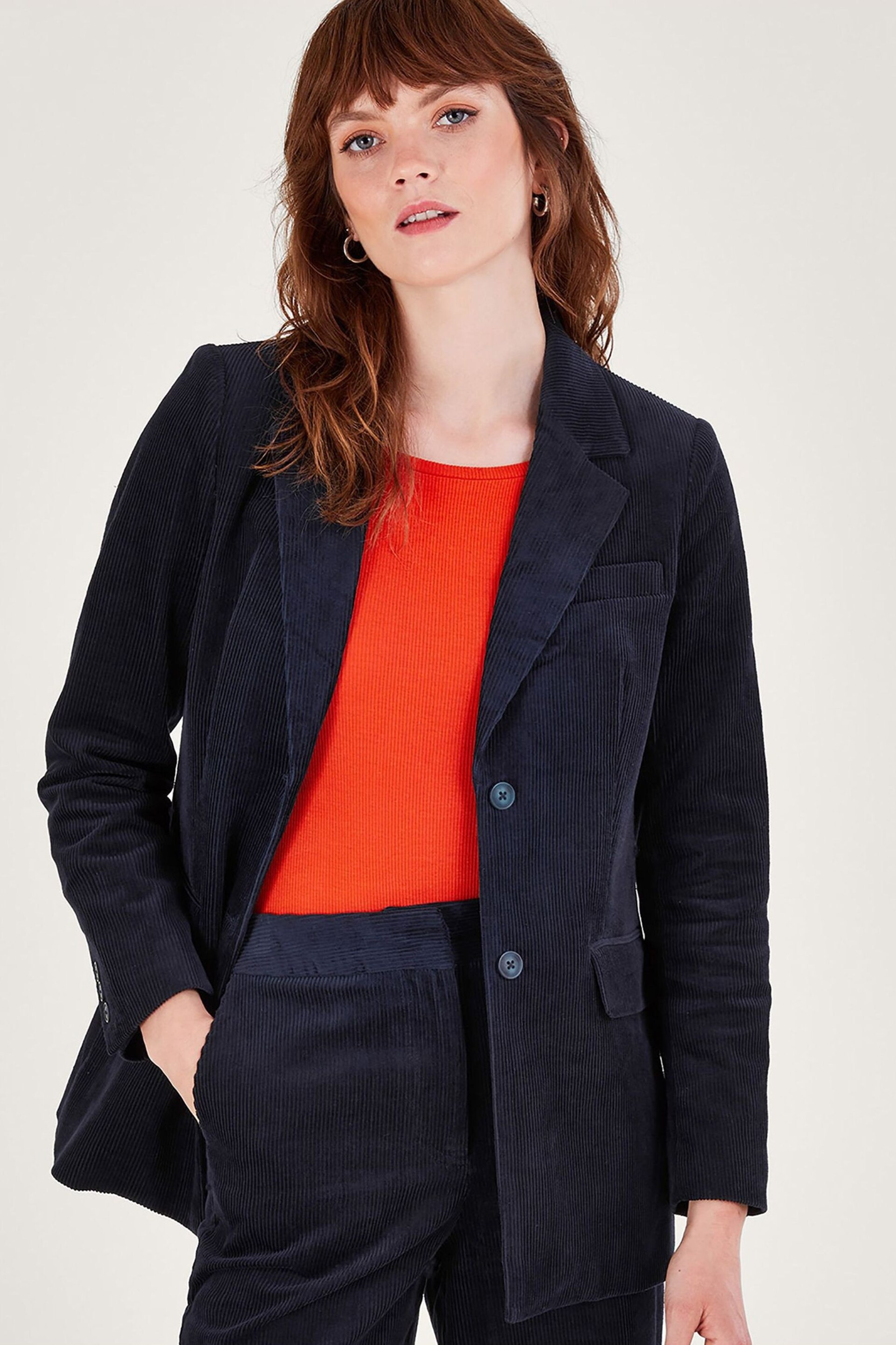 Monsoon Blue Cord Blazer Suit Jacket - Image 1 of 5