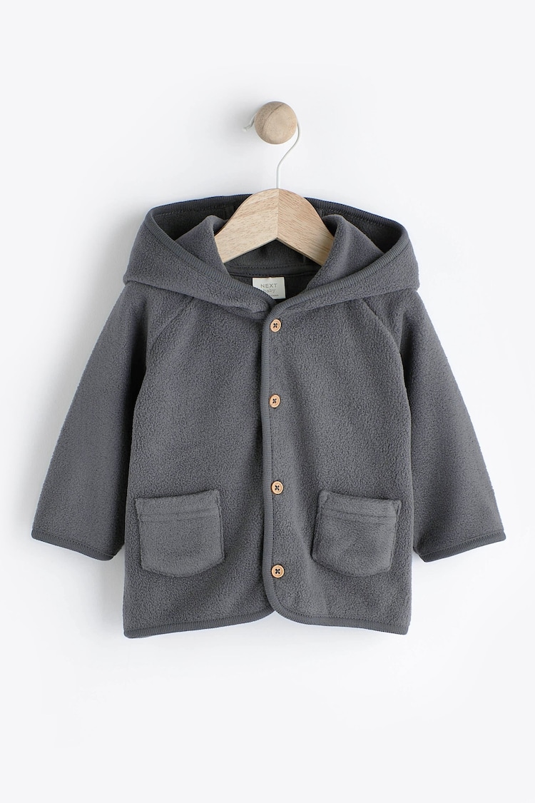 Charcoal Grey Hooded Cosy Fleece Baby Jacket (0mths-2yrs) - Image 1 of 7