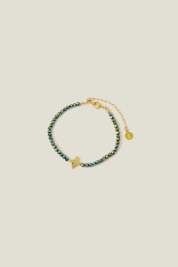 Accessorize 14ct Gold Plated Beaded Star Bracelet